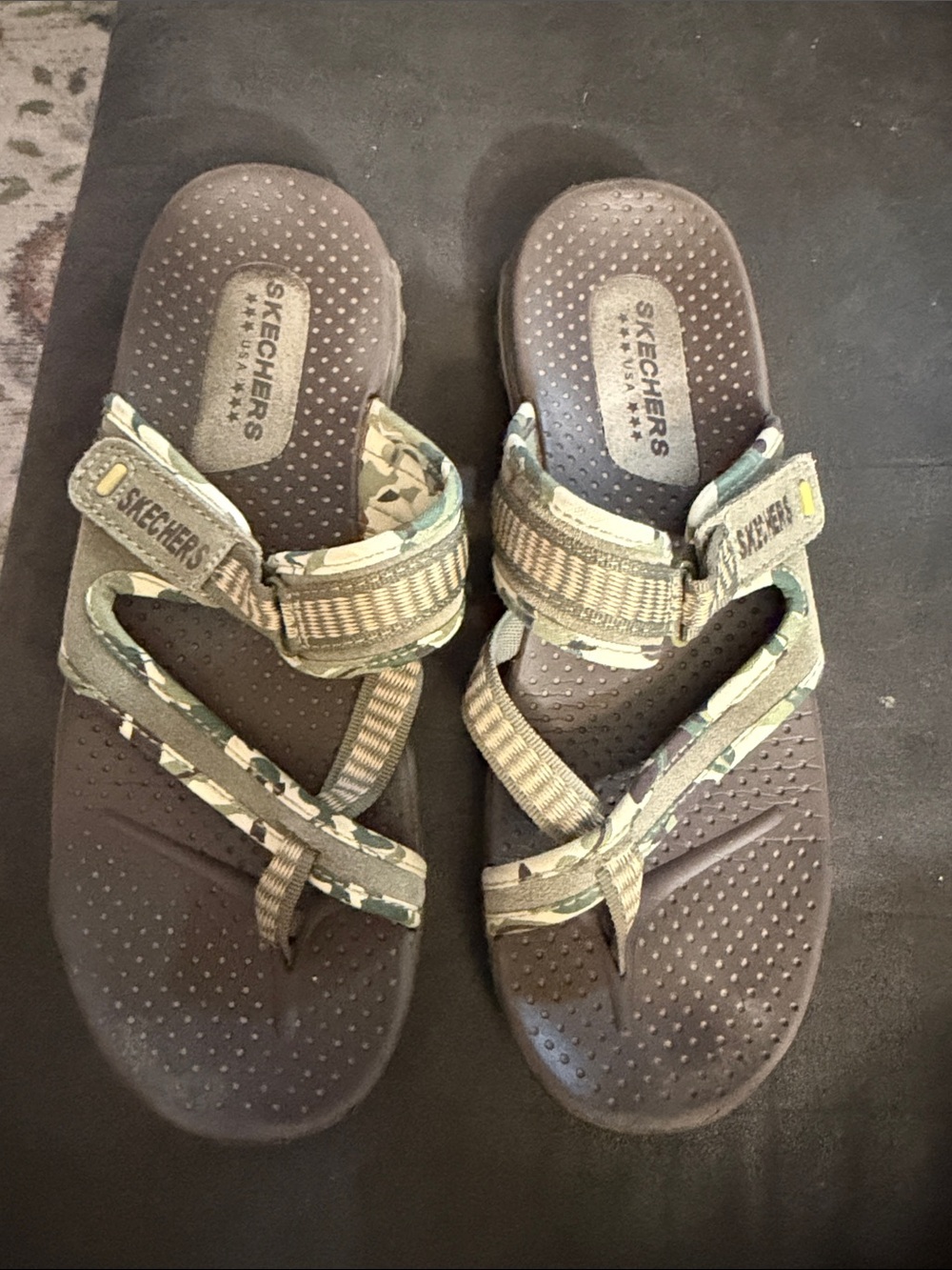 Skechers Camouflage Strap Sandals in Olive Green and Brown